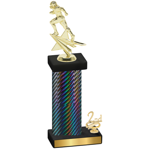 Accented Single Black Carbon Fiber Second Place Football Trophy