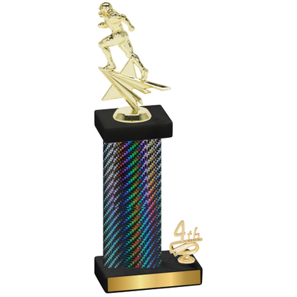Accented Single Black Carbon Fiber Fourth Place Football Trophy