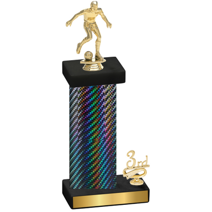 Accented Single Black Carbon Fiber Third Place Soccer Trophy