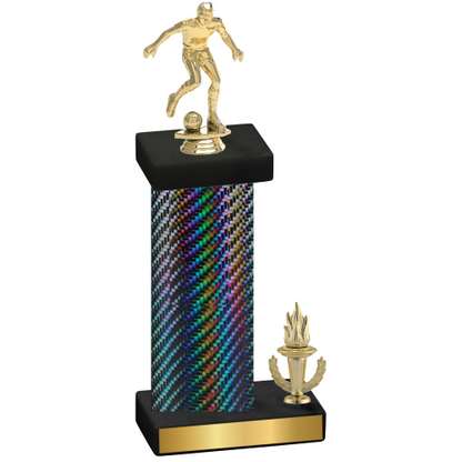 Accented Single Black Carbon Fiber Victory Soccer Trophy