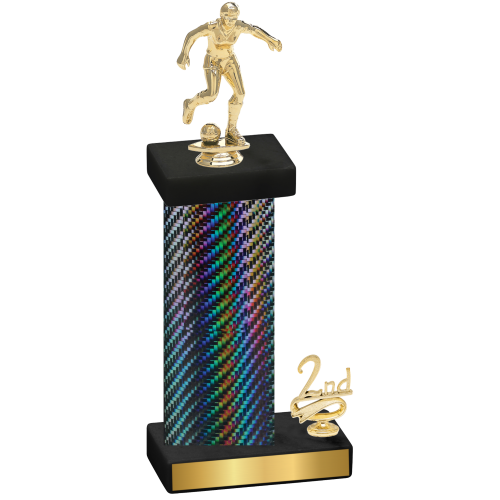 Accented Single Black Carbon Fiber Second Place Soccer Trophy