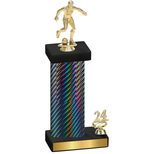 Accented Single Black Carbon Fiber Year Soccer Trophy