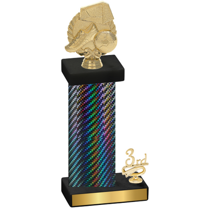 Accented Single Black Carbon Fiber Third Place Soccer Trophy