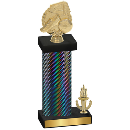 Accented Single Black Carbon Fiber Victory Soccer Trophy