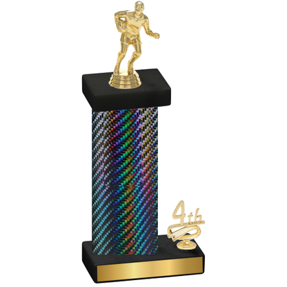 Accented Single Black Carbon Fiber Fourth Place Rugby Trophy