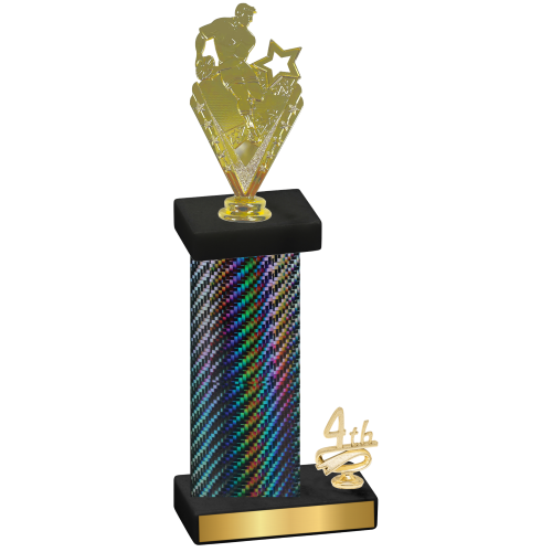 Accented Single Black Carbon Fiber Fourth Place Rugby Trophy