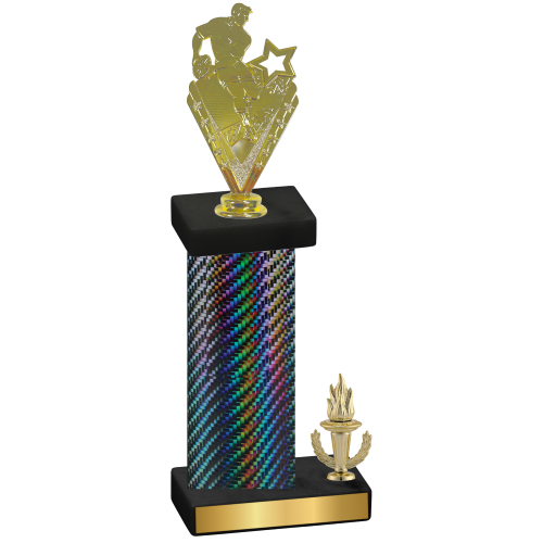 Accented Single Black Carbon Fiber Victory Rugby Trophy