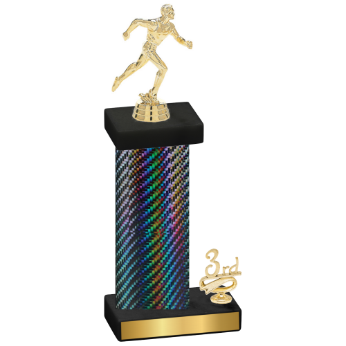 Accented Single Black Carbon Fiber Third Place Running Trophy