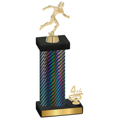 Accented Single Black Carbon Fiber Fourth Place Running Trophy