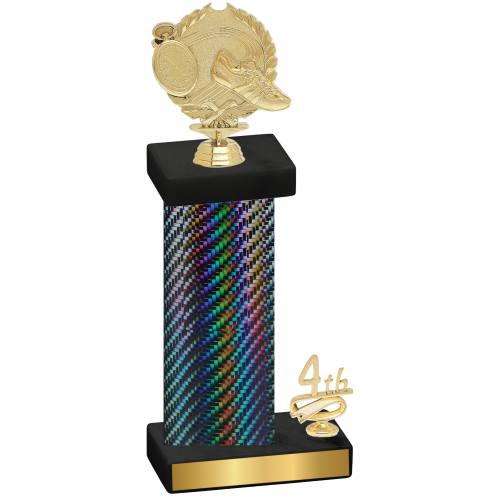 Accented Single Black Carbon Fiber Fourth Place Running Trophy