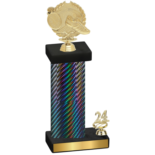 Accented Single Black Carbon Fiber Year Running Trophy