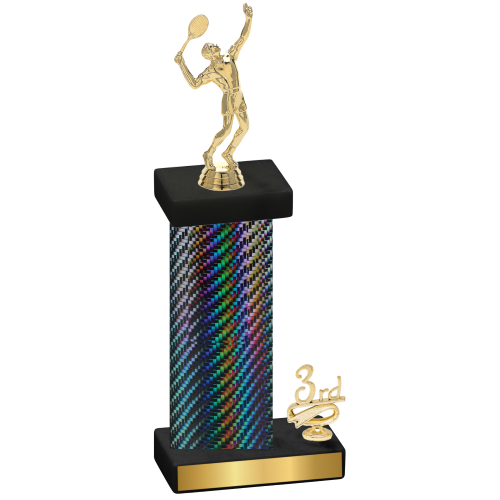 Accented Single Black Carbon Fiber Third Place Tennis Trophy