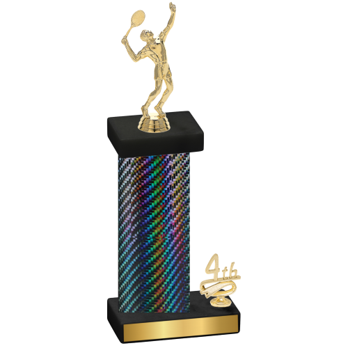 Accented Single Black Carbon Fiber Fourth Place Tennis Trophy