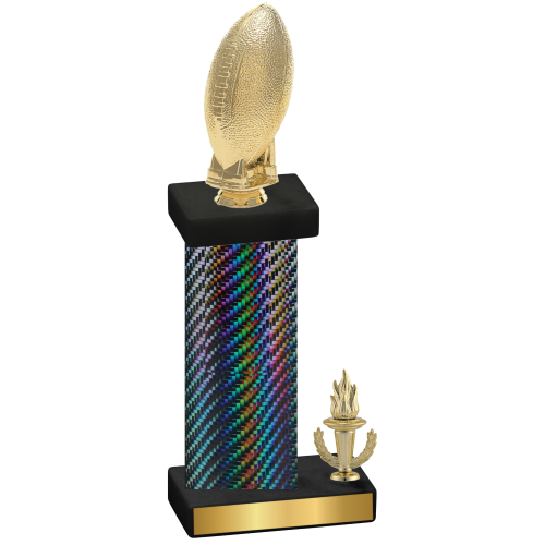 Accented Single Black Carbon Fiber Victory Football Trophy