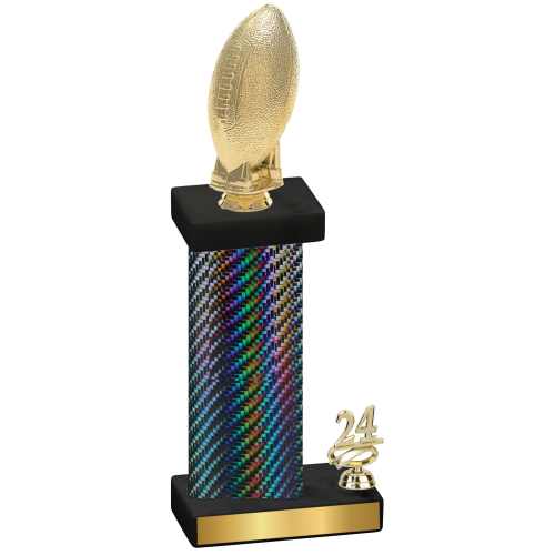 Accented Single Black Carbon Fiber Year Football Trophy