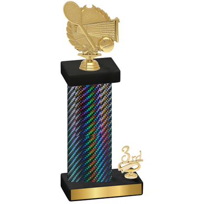 Accented Single Black Carbon Fiber Third Place Tennis Trophy