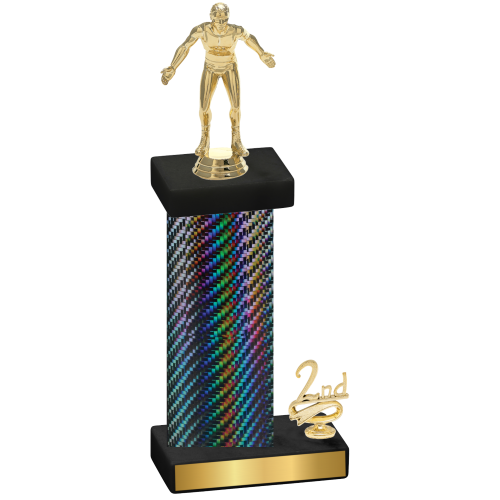 Accented Single Black Carbon Fiber Second Place Wrestling Trophy