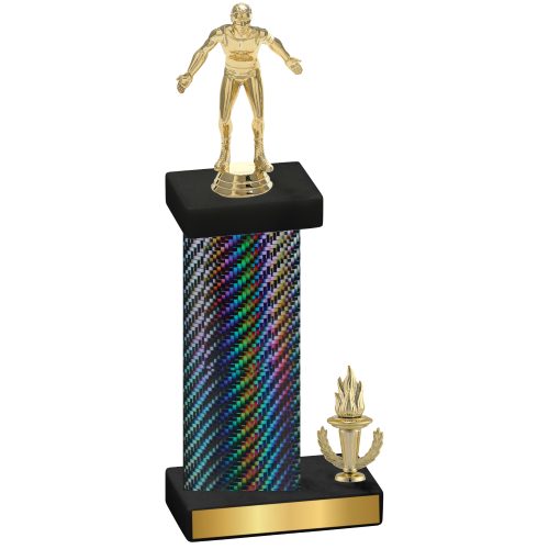 Accented Single Black Carbon Fiber Victory Wrestling Trophy