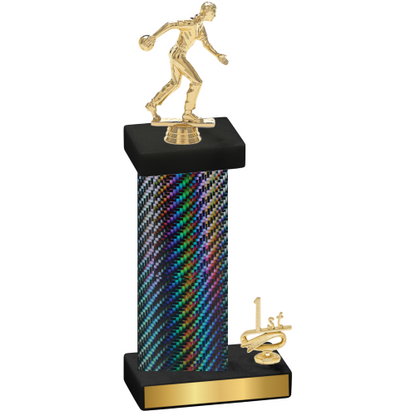 Accented Single Black Carbon Fiber First Place Bowling Trophy