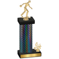 Accented Single Black Carbon Fiber Fourth Place Bowling Trophy
