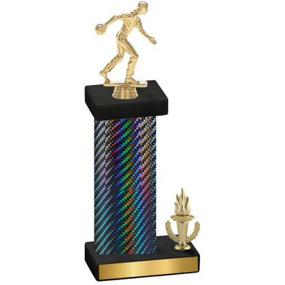 Accented Single Black Carbon Fiber Victory Bowling Trophy