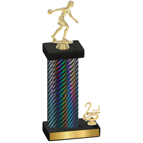 Accented Single Black Carbon Fiber Second Place Bowling Trophy