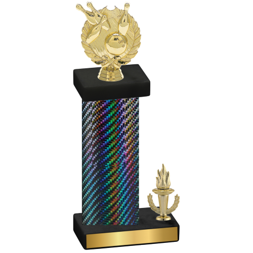 Accented Single Black Carbon Fiber Victory Bowling Trophy