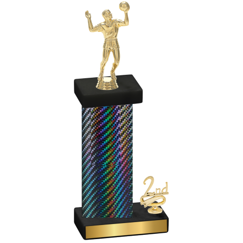 Accented Single Black Carbon Fiber Second Place Volleyball Trophy