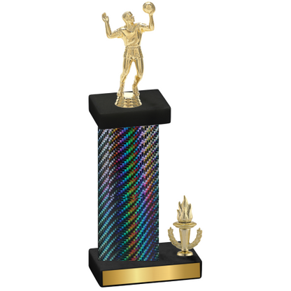 Accented Single Black Carbon Fiber Victory Volleyball Trophy