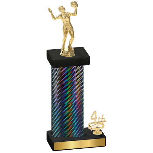 Accented Single Black Carbon Fiber Fourth Place Volleyball Trophy