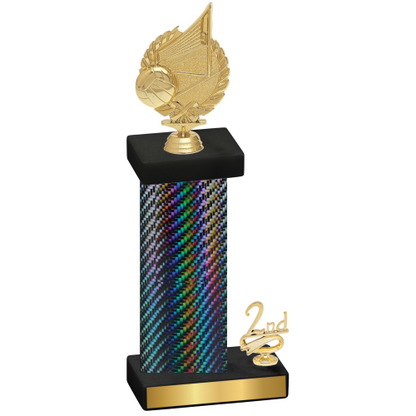 Accented Single Black Carbon Fiber Second Place Volleyball Trophy