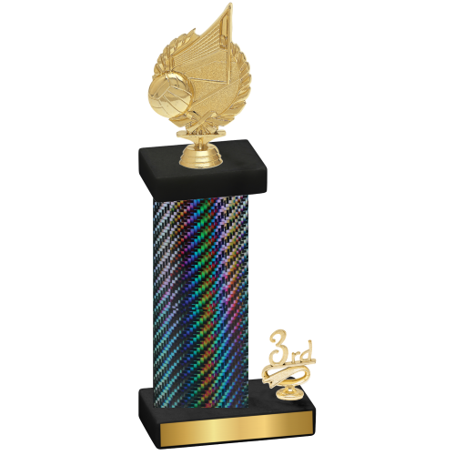 Accented Single Black Carbon Fiber Third Place Volleyball Trophy