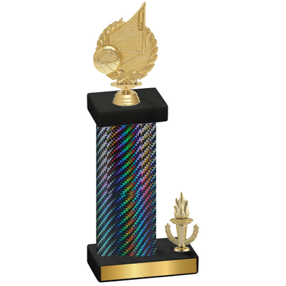 Accented Single Black Carbon Fiber Victory Volleyball Trophy