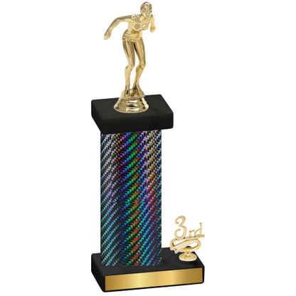 Accented Single Black Carbon Fiber Third Place Tennis Trophy