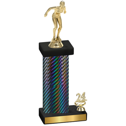 Accented Single Black Carbon Fiber Year Tennis Trophy