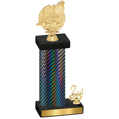 Accented Single Black Carbon Fiber Second Place Swimming Trophy