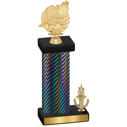 Accented Single Black Carbon Fiber Victory Swimming Trophy