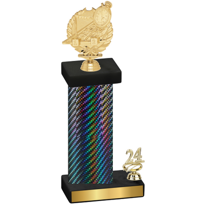 Accented Single Black Carbon Fiber Year Swimming Trophy