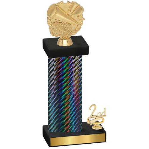 Accented Single Black Carbon Fiber Second Place Cheerleading Trophy