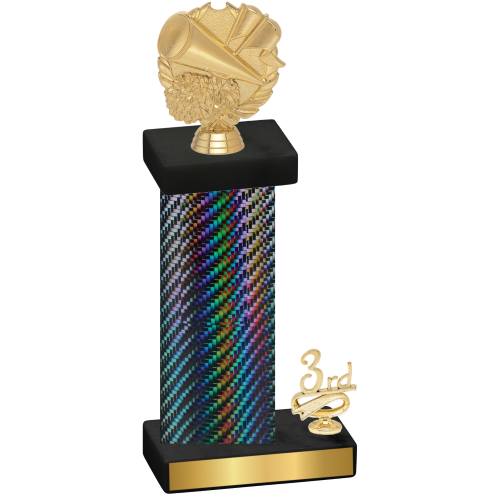 Accented Single Black Carbon Fiber Third Place Cheerleading Trophy