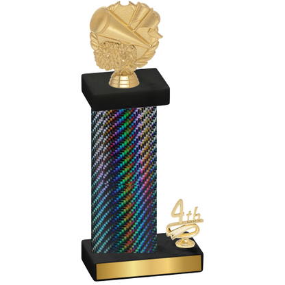 Accented Single Black Carbon Fiber Fourth Place Cheerleading Trophy