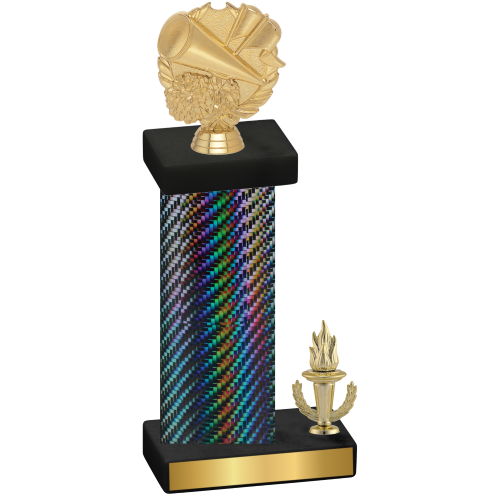 Accented Single Black Carbon Fiber Victory Cheerleading Trophy