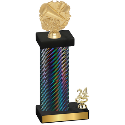 Accented Single Black Carbon Fiber Year Cheerleading Trophy