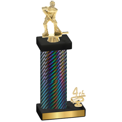 Accented Single Black Carbon Fiber Fourth Place Hockey Trophy