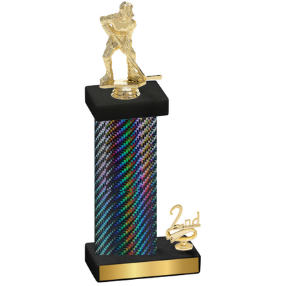 Accented Single Black Carbon Fiber Second Place Hockey Trophy