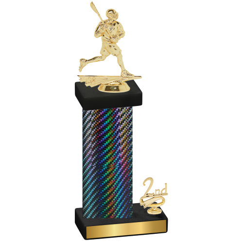 Accented Single Black Carbon Fiber Second Place Lacrosse Trophy