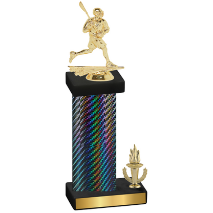 Accented Single Black Carbon Fiber Victory Lacrosse Trophy