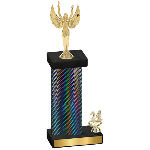 Accented Single Black Carbon Fiber Year Victory Trophy