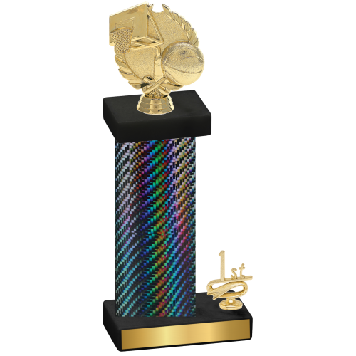 Accented Single Black Carbon Fiber First Place Basketball Trophy