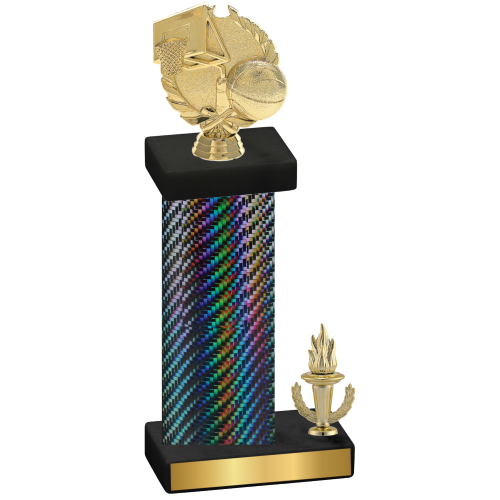 Accented Single Black Carbon Fiber Victory Basketball Trophy